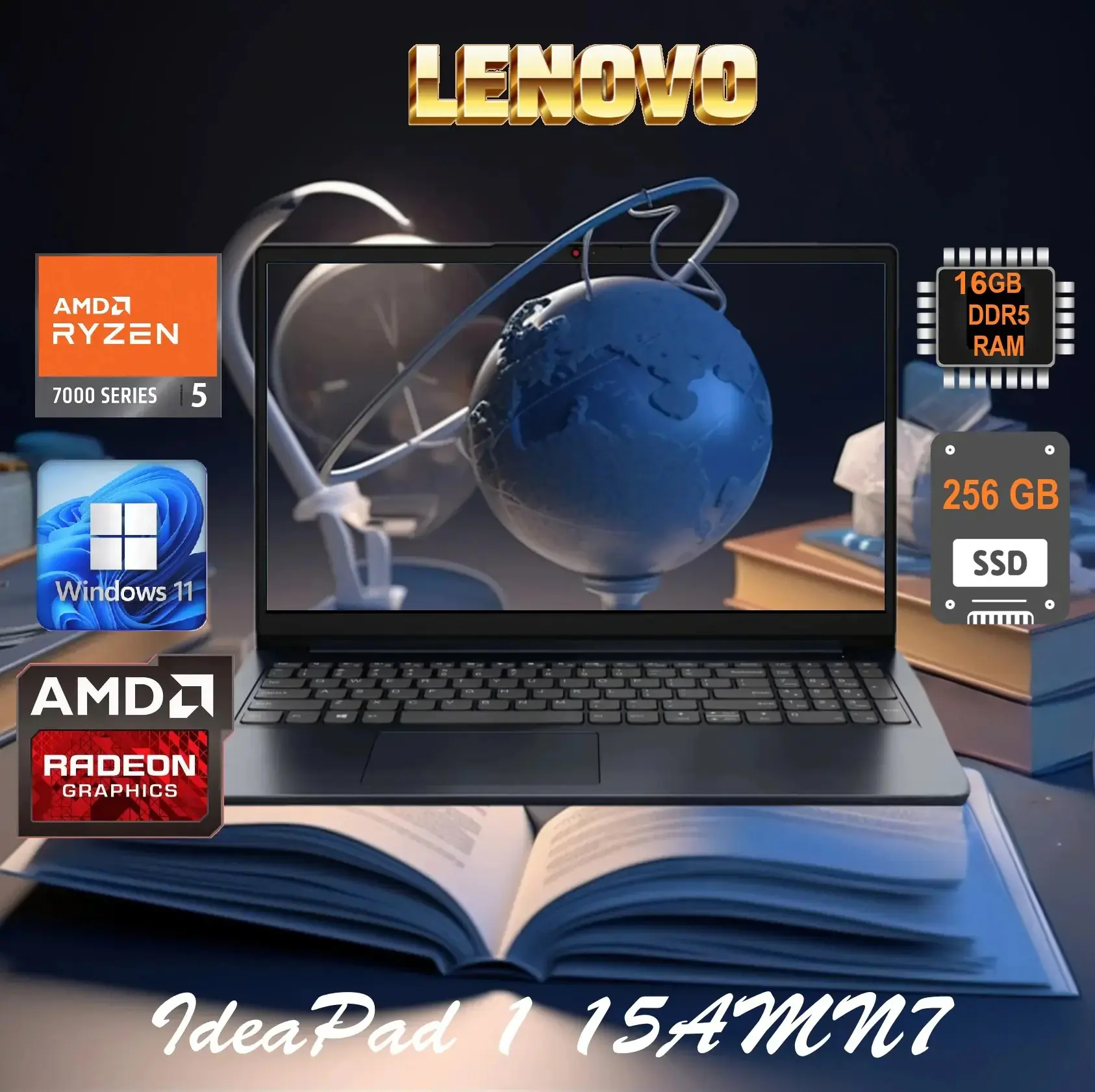 82VG00QFUS IdeaPad 16GB DDR5 RAM Ryzen 5 7520U Win 11 LENOVO IdeaPad 1 15AMN7 AMD Ryzen™ 5 7520U