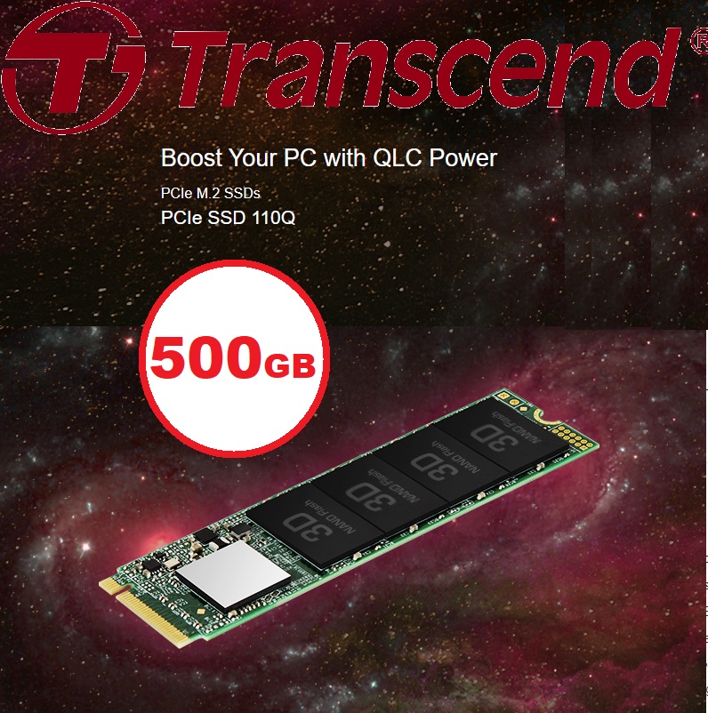 TS500GMTE110Q Transcend 500GB NVMe PCIe SSD M2 2280 QLC NAND Transcend 500GB PCIe SSD M.2 (2280) NVMe PCIe Gen3x4 