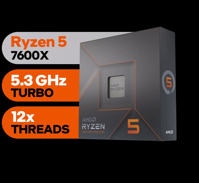 CPU AMD Ryzen 5 7600X - 6-Core 4.7 GHz - Socket AM5 - 105W Desktop Processor - 32MB L3 Cache - with AMD Radeon Graphics controller CPU AMD Ryzen 5 7600X AMD Radeon Graphics