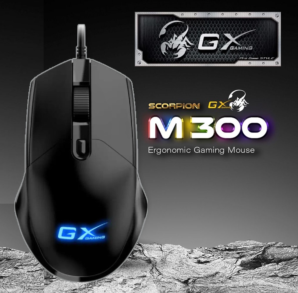 SCORPION-M300 GX Gaming Scorpion M300 RGB Gaming Mouse Genius GX Gaming Scorpion M300 RGB Gaming Mouse -  USB Wired - Adjustable DPI 800 / 1200 / 1600 / 2400 -  Right Handed Ergonomic - Compatible with Windows & macOS