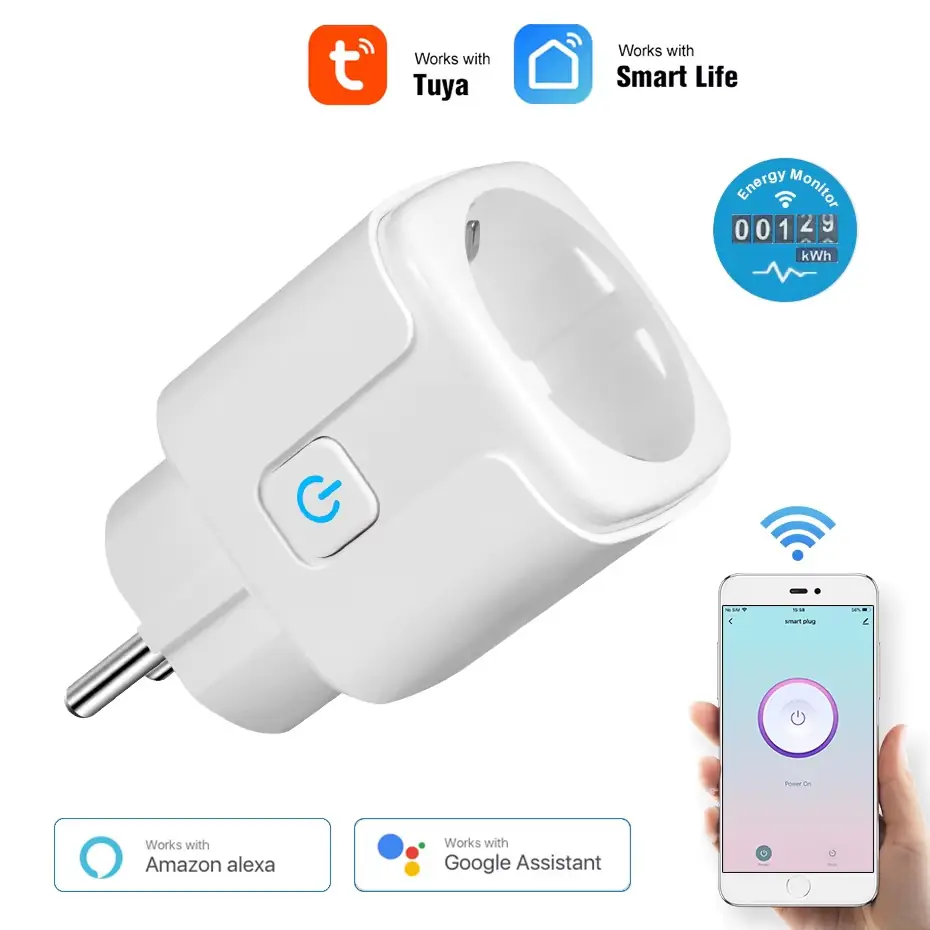 Smart Plug WiFi Socket EU 16A Power Monitor Timing Function Tuya SmartLife APP Control Works With Alexa Google Assistant