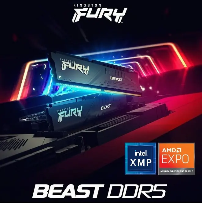 KF560C36BBE2-16 Kingston Fury Beast 16GB 6000MTs DDR5 RAM CL36 Kingston Fury Beast 16GB 6000MT/s DDR5 RAM CL36 1.35V Desktop Memory Single Module