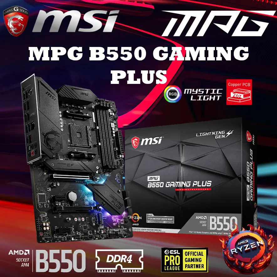 911-7C56-075 MPG B550 Gaming Plus ATX AMD AM4 Motherboard MSI MPG B550 Gaming Plus Computer Gaming Motherboard (AMD AM4