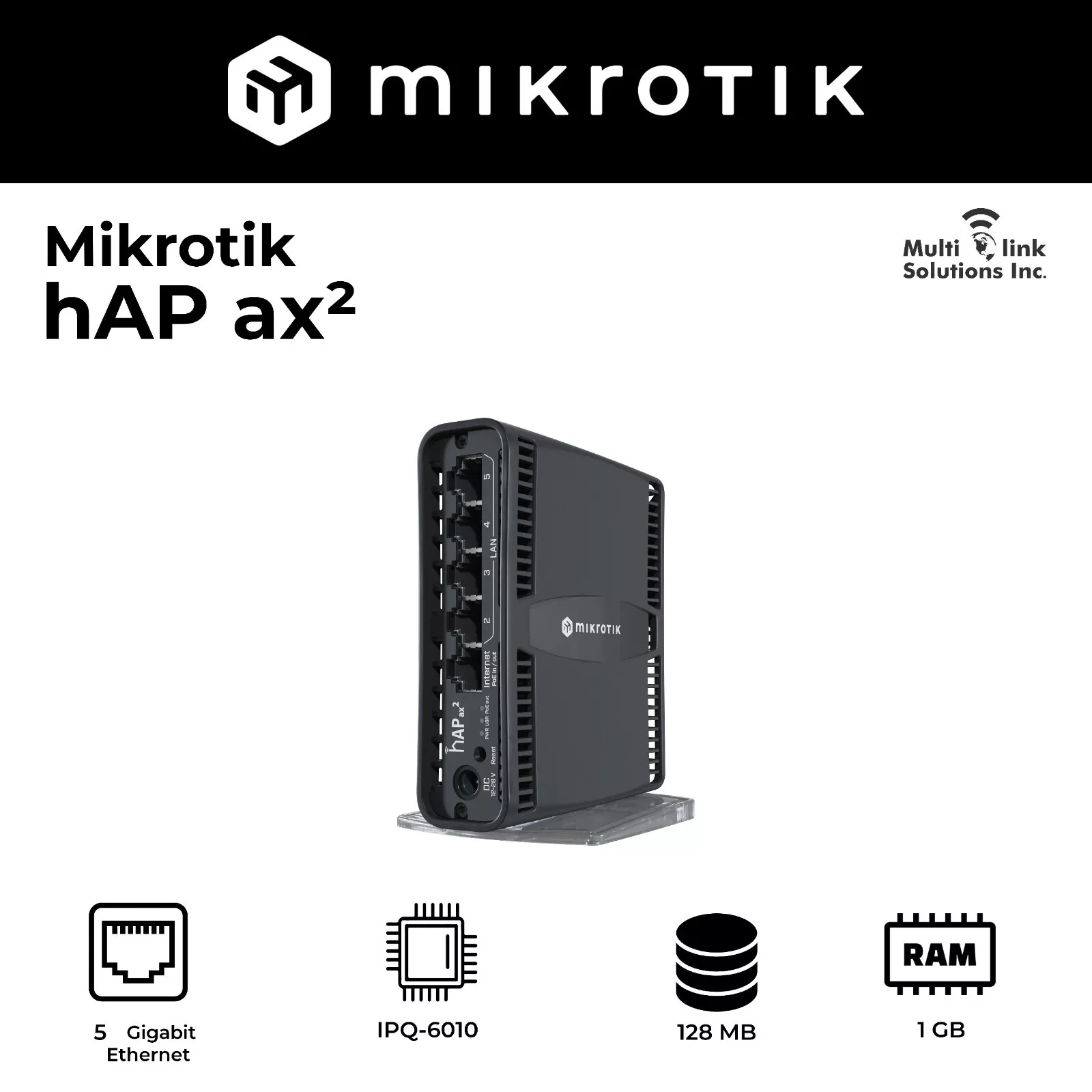 C52IG-5HAXD2HAXD-YC Mikrotik hAP ax2 C52iG-5HaxD2HaxD |International Ver WiFi6 Home Access Point | multilink_solutions(1522) A Generation 6 Version of The Legendary hAP ac². with PoE-in and PoE-Out