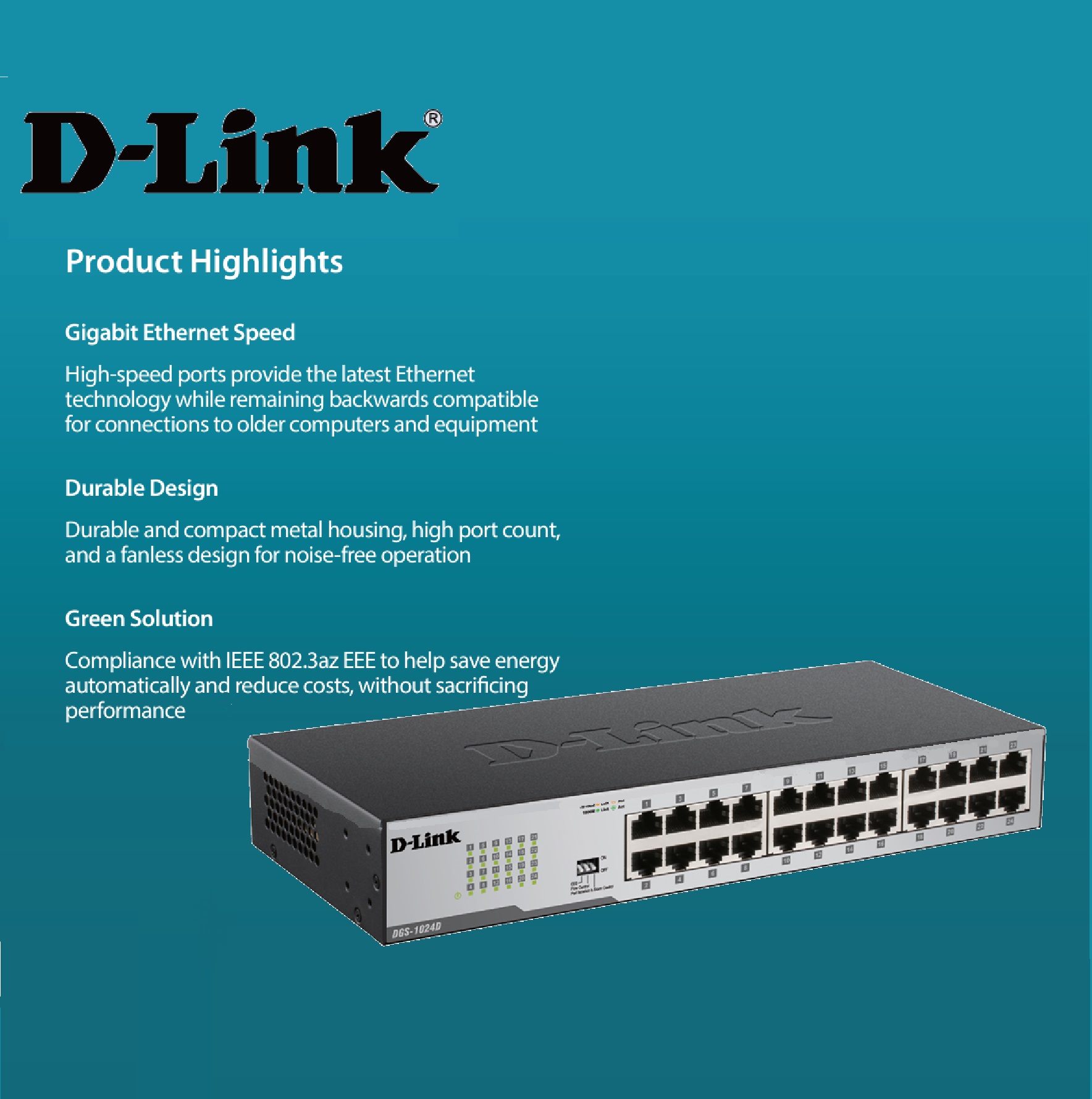 DGS-1024D DGS 1024D 24 Port Unmanaged Gigabit Switch D-Link DGS-1024D 24-Port Unmanaged Gigabit Switch