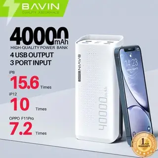 BAVIN-PC077 BAVIN PC077 40000mAh Powerbank Fast Charging Large Power bank Original with 4 USB Output & 3 Micro / Type-C / iPhone Input