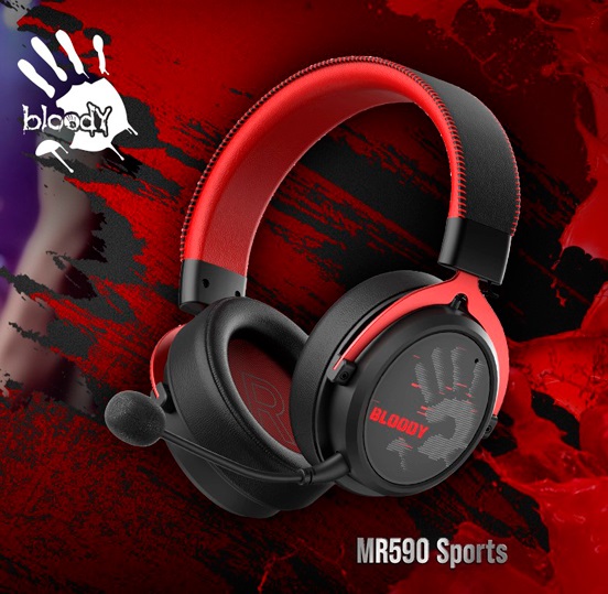  Bloody MR590 RGB GAMING WIRELESS HEADSET - 7-Color Cycle Backlit -  Gaming grade 2.4GHz transmission - Bluetooth v5.3 Type-C Receiver - Hybrid Diaphragm Fiber - Dual ENC Noise Cancelling Microphones - 3D Memory Foam Protein Leather Earpads - Anti-Interference   Bloody MR590 RGB GAMING WIRELESS HEADSET