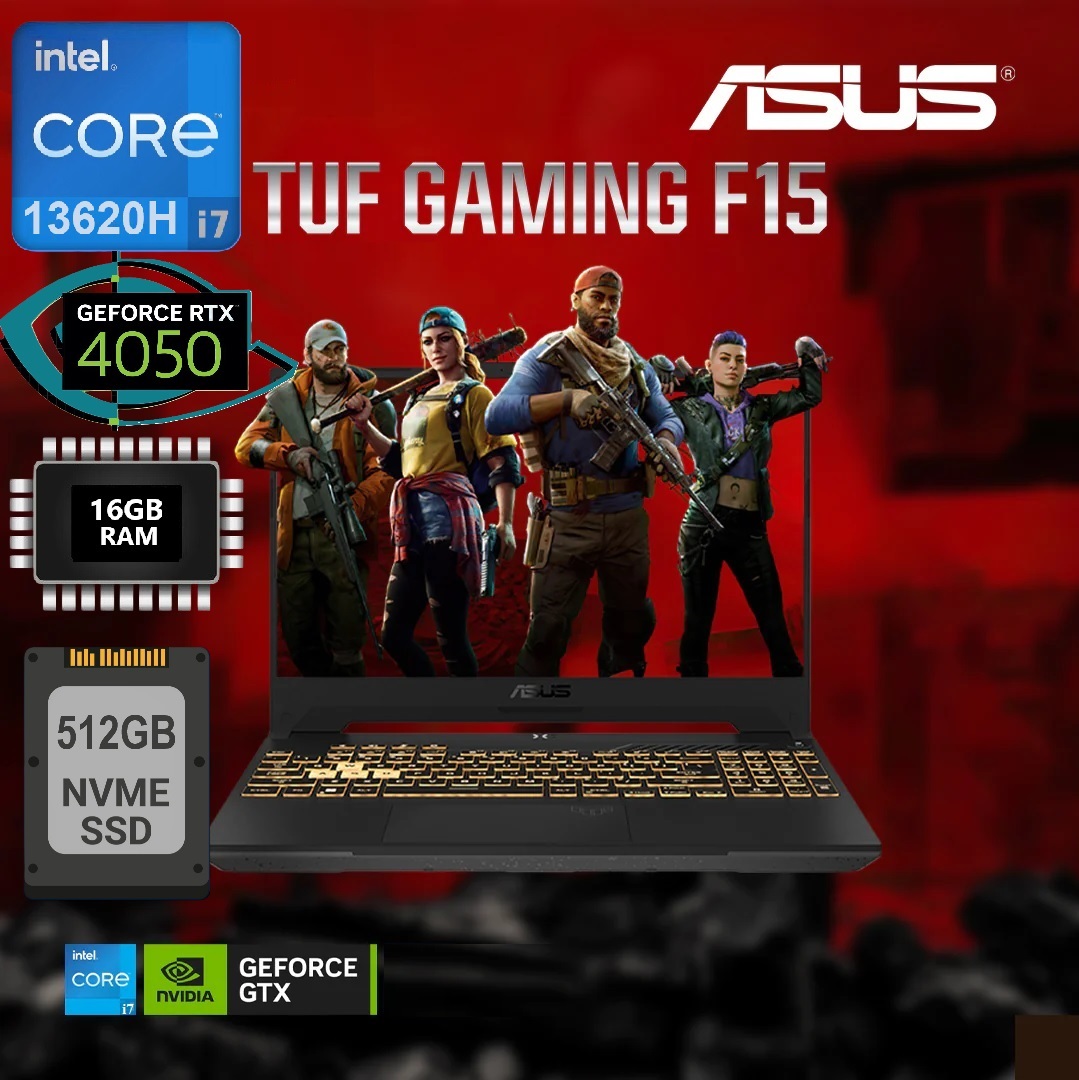 90NR0CJ7-M00KH0 TUF Gaming F15 i7-13620H RTX 4050 16GB RAM ASUS TUF Gaming F15 FX507VU-LP165 Laptop