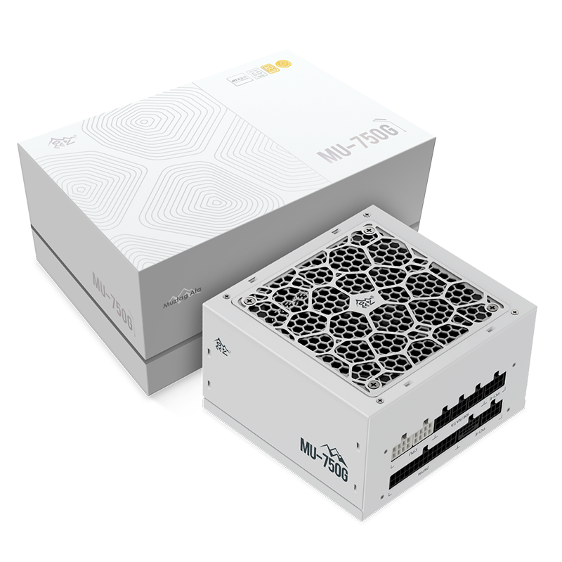 Segotep MU-750G 750W PSU Kunlun 80 Plus Gold Certification ATX 3.0 & PCIe 5.0 Full Modular Power Supply Active PFC FDB Fan LLC Pro + DC-DC Framework – WHITE