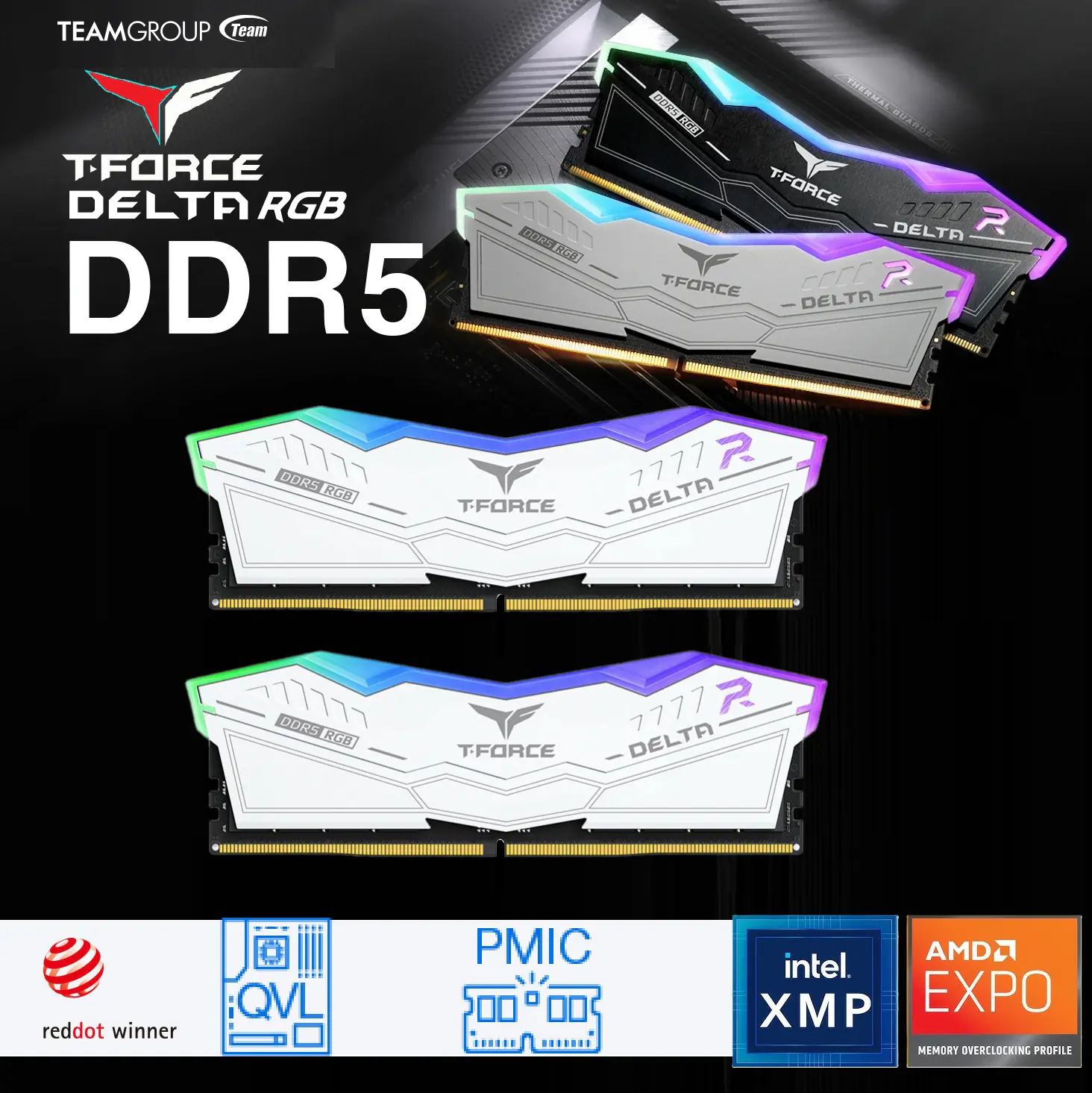 FF4D532G6000HC38ADC0 RGB DDR5 White RAM Kit 32GB 6000MHz CL38 TEAMGROUP T-Force Delta RGB DDR5 Ram 32GB (2x16GB) 6000MHz PC5-48000 CL38 Intel XMP 3.0 & AMD Expo Compatible Desktop Memory Module RAM