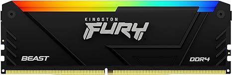 Kingston Fury Beast RGB RAM 8GB 3600MT/s DDR4 CL17 DIMM Computer Memory KF436C17BB2A/8 . Intel XMP Certified and XMP-Ready Plug N Play at 2666MT/s