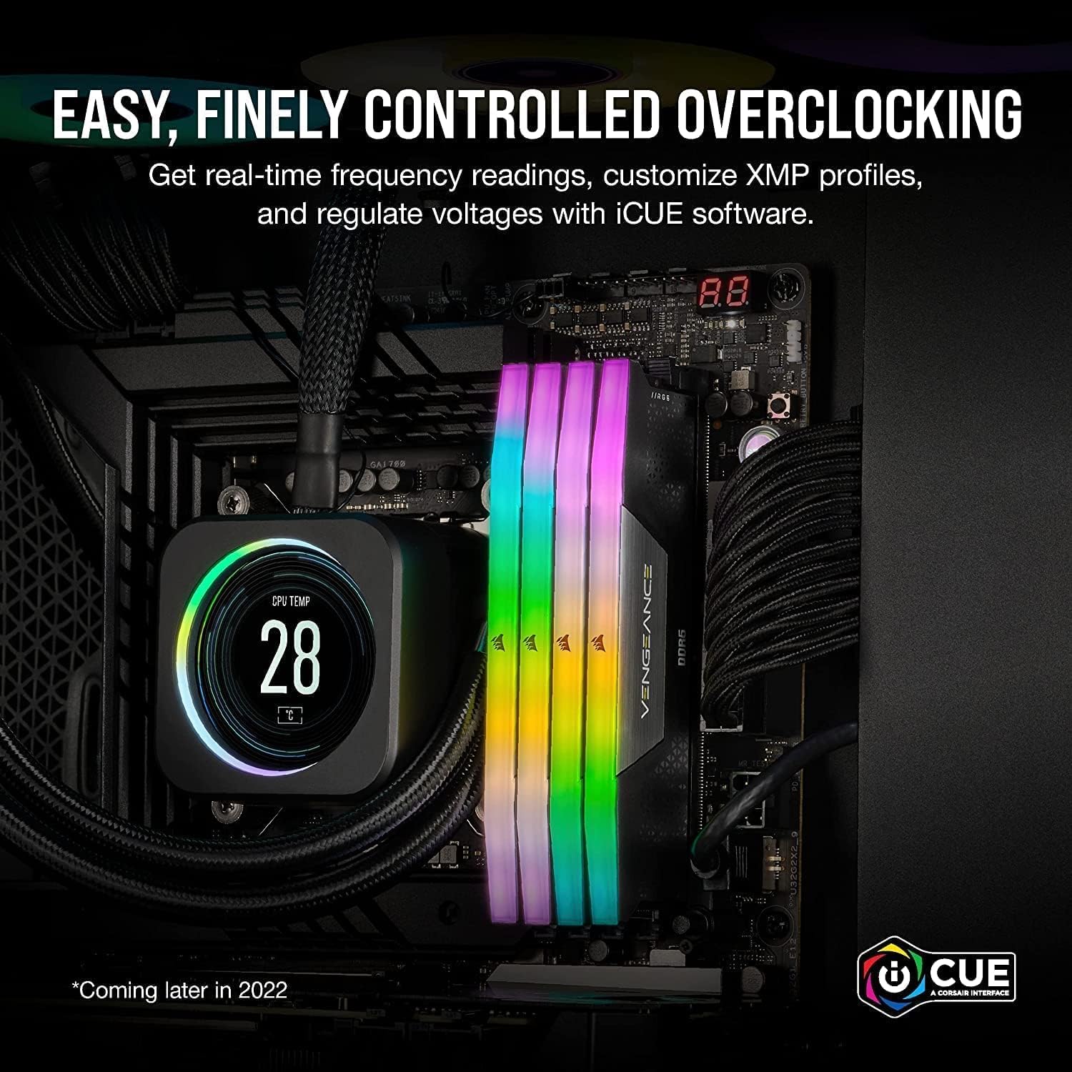 RGB DDR5 RAM 32GB 6000MHz CL36 CORSAIR VENGEANCE RGB DDR5 RAM 32GB (2x16GB) 6000MHz CL36 Intel XMP iCUE Compatible Computer Memory - Black (CMH32GX5M2E6000C36)