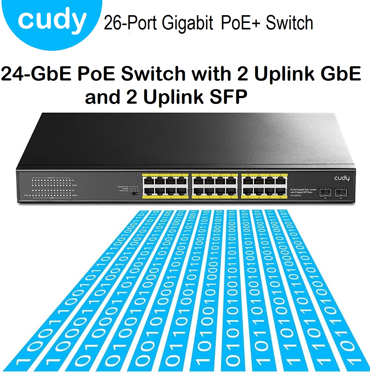 GS1026PS2 26-Port Gigabit Ethernet Unmanaged PoE Switch CUDY 26-Port Gigabit Ethernet Unmanaged PoE+ Switch