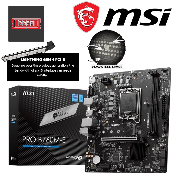 911-7D48-035 MSI PRO B760M E Motherboard DDR5 Micro ATX MSI PRO B760M-E Motherboard