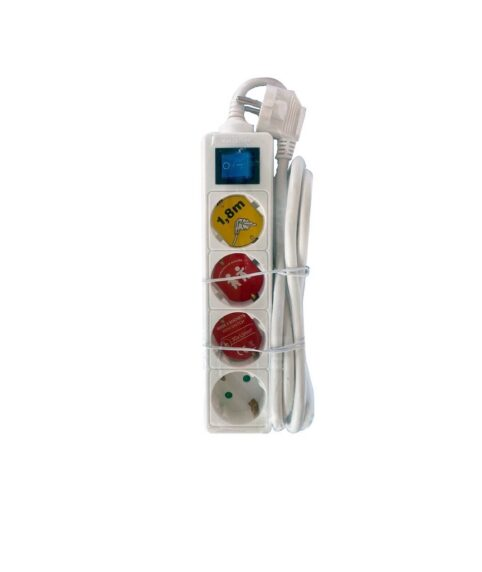 INVO 4 Socket Power Strip Extension Board with LED Switch & Cord 1.8M